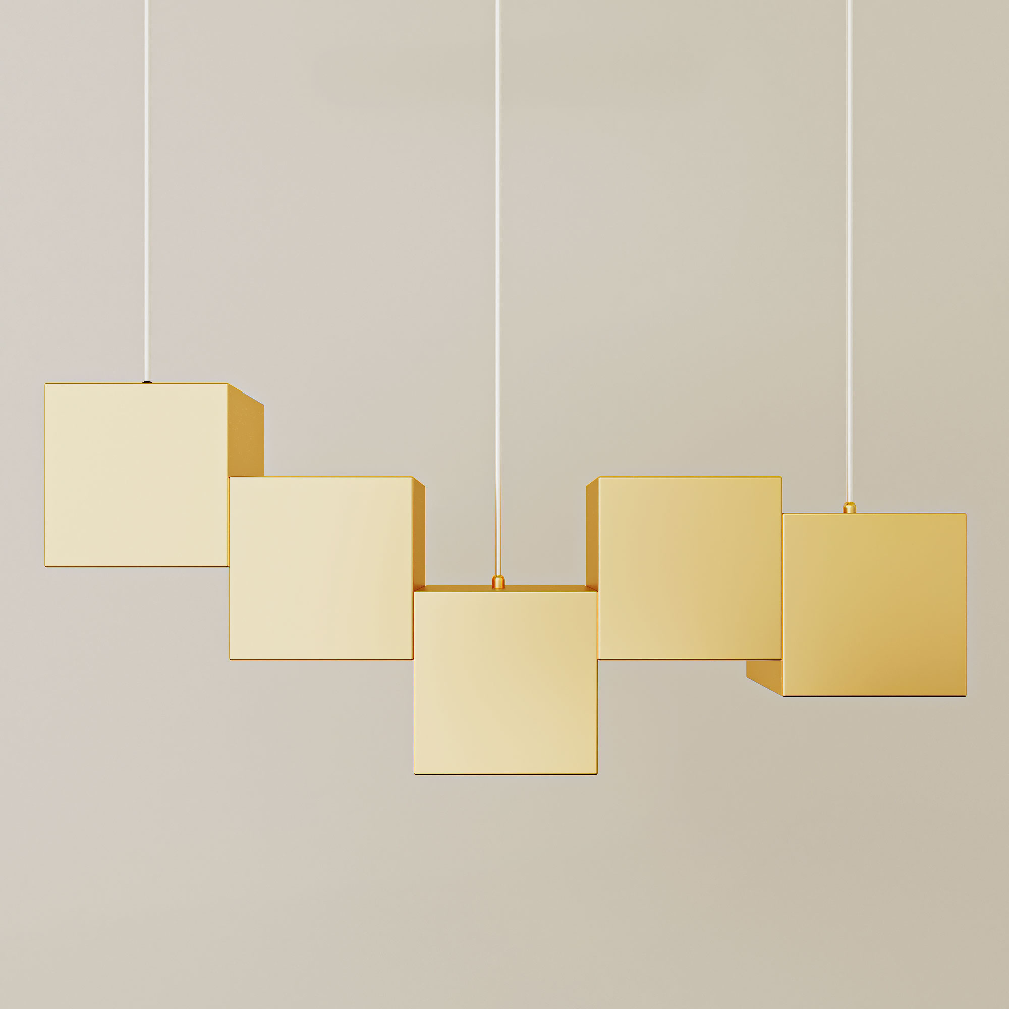 مصباح سقف معلق بخمسة مكعبات فوق الطاولة